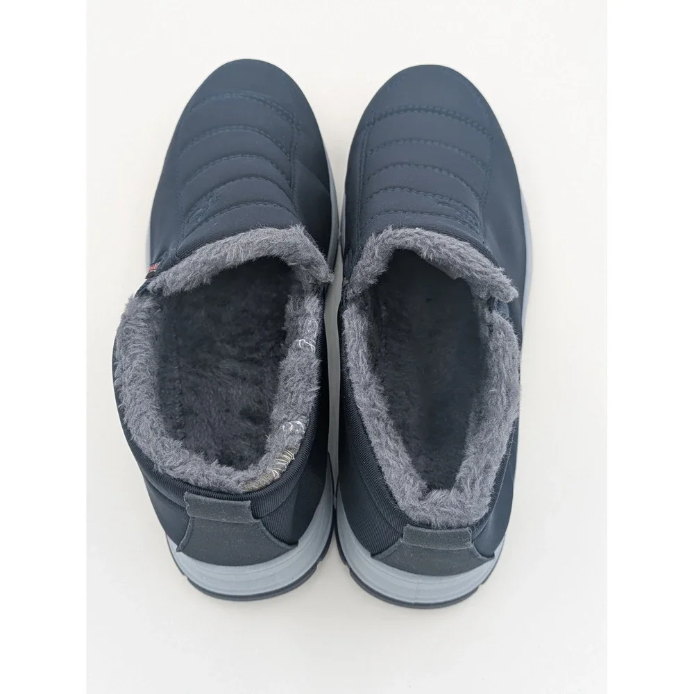Unbranded Nylon Puffer Booties Size 10 Navy Blue Faux Fur Lined Winter Shoes